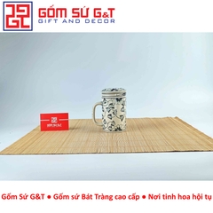 Cốc lọc trà vẽ cúc dây