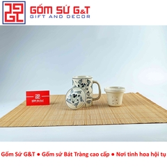 Cốc lọc trà vẽ sen dây