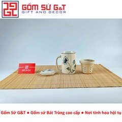 Cốc lọc trà vẽ hoa cúc tràm