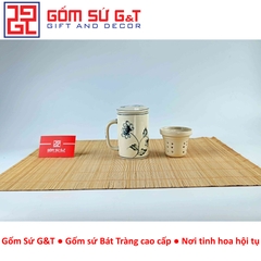 Cốc lọc trà vẽ hoa cúc tràm