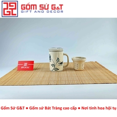 Cốc lọc trà vẽ hoa cúc tràm