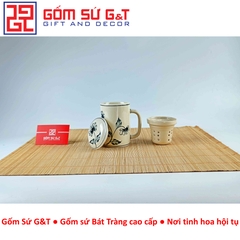 Cốc lọc trà vẽ hoa cúc tràm