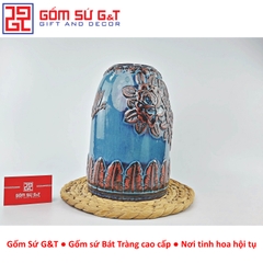 Lọ hoa hỏa biến dáng chuông khắc hoa hồng