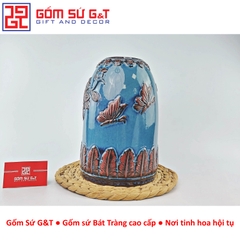 Lọ hoa hỏa biến dáng chuông khắc hoa hồng