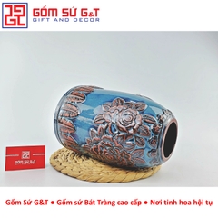Lọ hoa hỏa biến dáng chuông khắc hoa hồng
