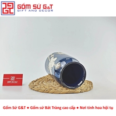 Lọ hoa men hỏa biến dáng đầm vẽ sen