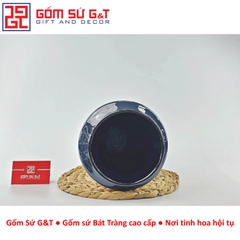 Lọ hoa men hỏa biến dáng chân voi vẽ sen