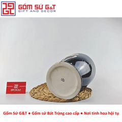 Lọ hoa men hỏa biến dáng chân voi vẽ sen