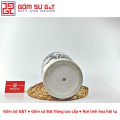Lọ hoa men hỏa biến dáng thạp vẽ sen