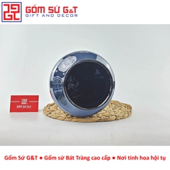 Lọ hoa men hỏa biến dáng thạp vẽ sen