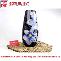 Lọ hoa Mosaic dáng bom miệng rộng hoa loa kèn xanh