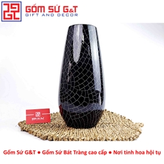 Lọ hoa Mosaic dáng bom miệng rộng hoa loa kèn xanh