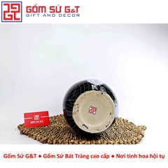 Lọ hoa Mosaic dáng bom miệng rộng hoa loa kèn xanh