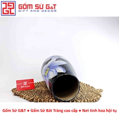 Lọ hoa Mosaic dáng bom miệng rộng hoa loa kèn xanh