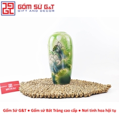 Lọ hoa dáng bom vẽ 3D sen hạc