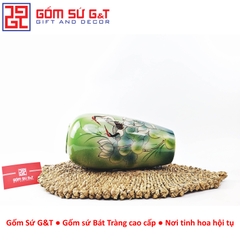 Lọ hoa dáng bom vẽ 3D sen hạc