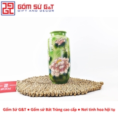 Lọ hoa dáng phích loe vẽ 3D Hoa phù dung
