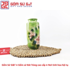 Lọ hoa dáng phích loe vẽ 3D Hoa phù dung