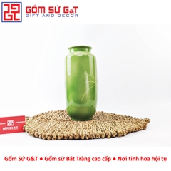 Lọ hoa dáng phích loe vẽ 3D Hoa phù dung