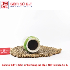 Lọ hoa dáng phích loe vẽ 3D Hoa phù dung