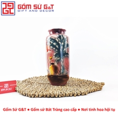 Lọ hoa dáng phích loe vẽ 3D sắc chuối bên lu