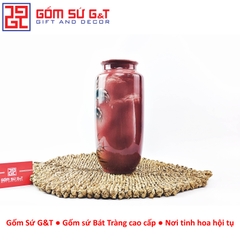 Lọ hoa dáng phích loe vẽ 3D sắc chuối bên lu