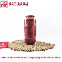 Lọ hoa dáng phích loe vẽ 3D sắc chuối bên lu
