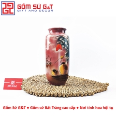 Lọ hoa dáng phích loe vẽ 3D sắc chuối bên lu