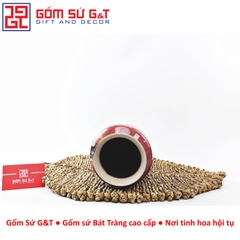 Lọ hoa dáng phích loe vẽ 3D sắc chuối bên lu