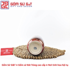 Lọ hoa dáng phích loe vẽ 3D sắc chuối bên lu