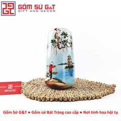 Lọ hoa dáng đu đủ vẽ 3D Hồ Gươm
