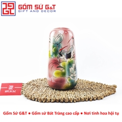 Lọ hoa dáng đu đủ vẽ 3D vẽ sen hạc