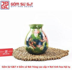 Lọ hoa dáng rọ vẽ 3D Sen phú quý
