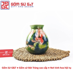Lọ hoa dáng rọ vẽ 3D Sen phú quý