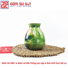 Lọ hoa dáng rọ vẽ 3D Sen phú quý