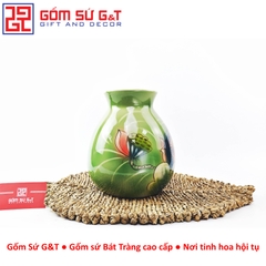 Lọ hoa dáng rọ vẽ 3D Sen phú quý