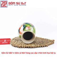 Lọ hoa dáng rọ vẽ 3D Sen phú quý