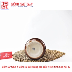 Lọ hoa dáng đu đủ vẽ gieo duyên quan họ 3D nâu trầm