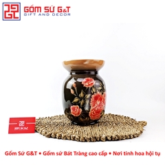 Lọ hoa vuốt tay dáng thon vẽ hoa hồng