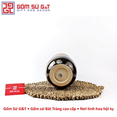 Lọ hoa vuốt tay dáng thon vẽ hoa hồng