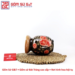 Lọ hoa vuốt tay dáng thon vẽ hoa hồng