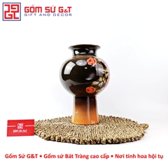 Lọ hoa vuốt tay dáng búp bê vẽ hoa hồng