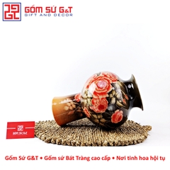 Lọ hoa vuốt tay dáng búp bê vẽ hoa hồng