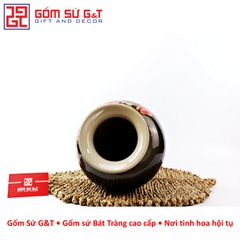 Lọ hoa vuốt tay dáng búp bê vẽ hoa hồng