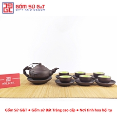 Bộ trà nhỡ đắp trúc đen