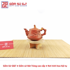 Bộ trà đỏ đắp trúc