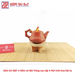 Bộ trà đỏ đắp trúc