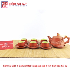 Bộ trà đỏ đắp trúc