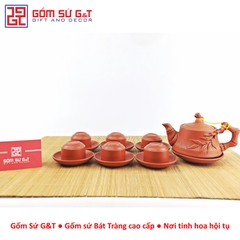 Bộ trà đỏ đắp trúc