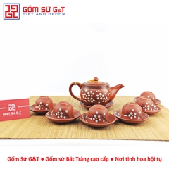 Bộ trà ganh vẽ hoa đào
